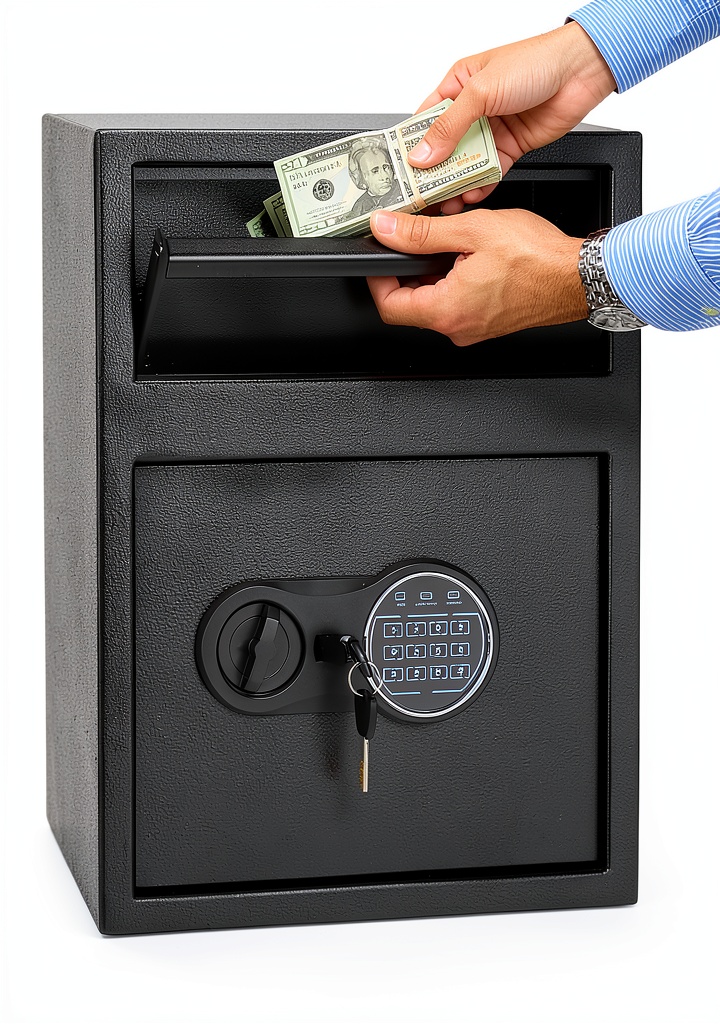 TROPOW drop safe installed in an office setting