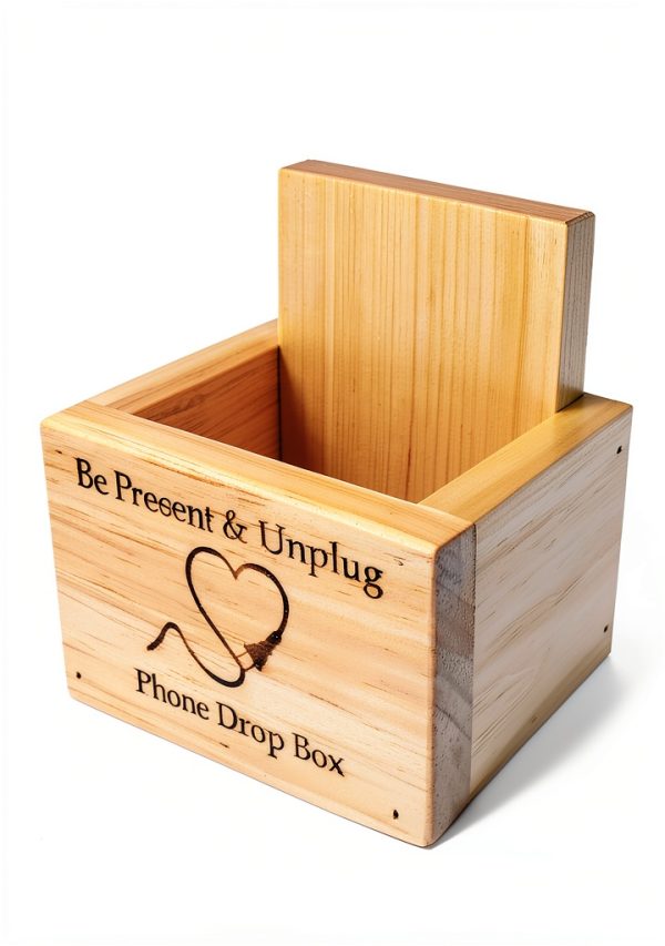 Drop Slot Safe Natural Pine Unplug Box Handmade USA-2